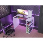 مكتب كمبيوتر للالعاب مع 2 ارفف، حامل شاشة كبير، خشبي،