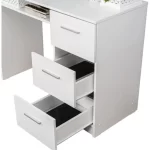 مكتب كمبيوتر خشب (3 أدراج و رف تخزين و ضلفة خشب )