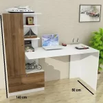 مكتب مودرن خشب ام دي اف، مع مكتبة جانبية متعددة الاستخدام،